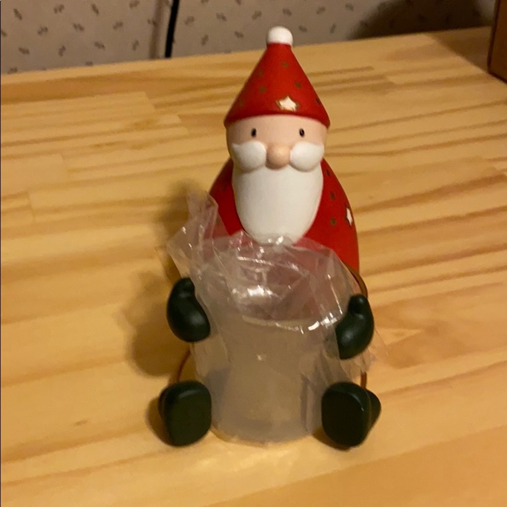 NWT PartyLight Ceramic Santa votive holder .